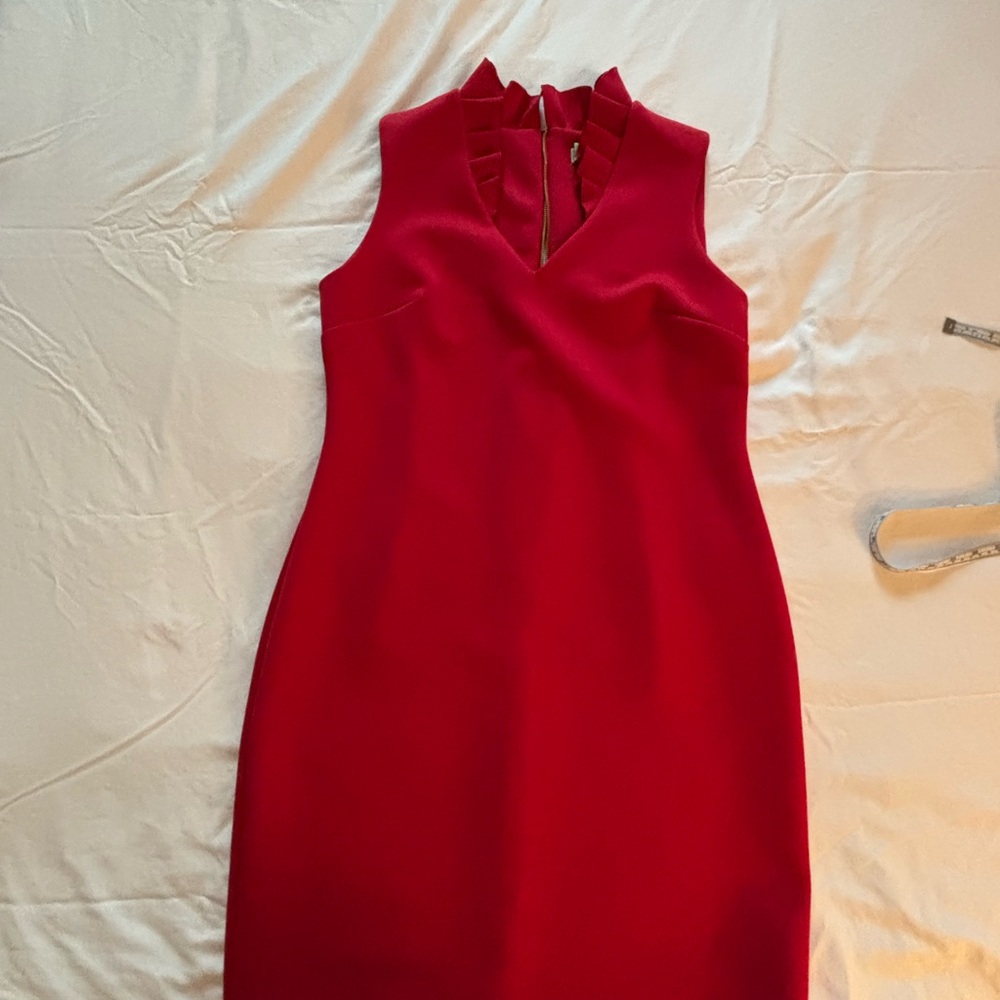 Calvin Klein Red Ruffle Mini cocktail Dress